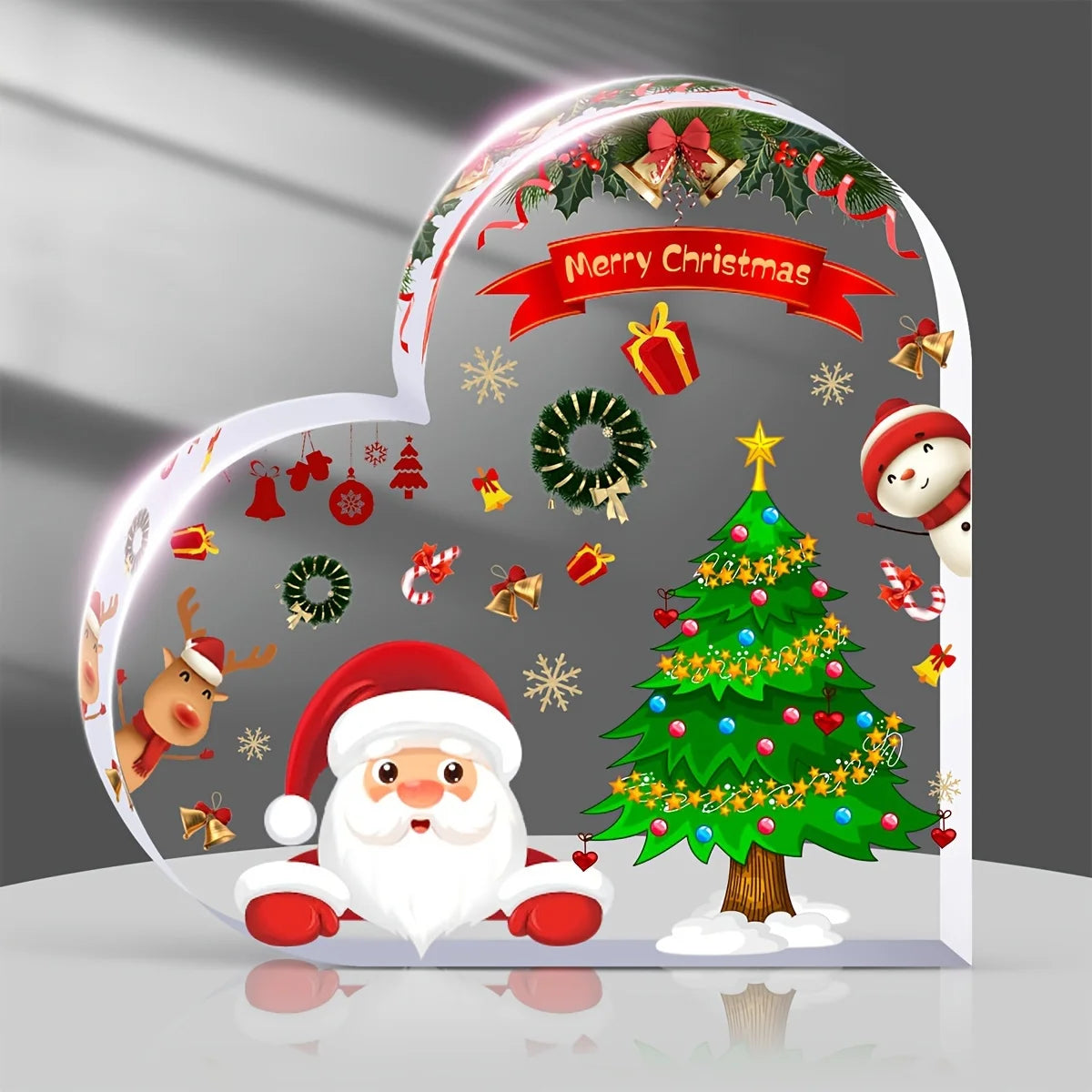 1pc Christmas Decorations Cute Heart Shaped Christmas Dining Table, Office, Counter, Desk, Shelf - Home Decorations