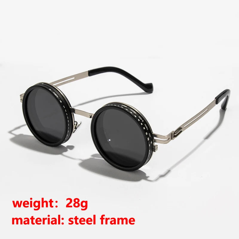 Gafas de sol redondas polarizadas ND9, gafas de sol con atenuación ajustable unisex, gafas de pesca Retro Punk para hombres, gafas de sol para exteriores UV400