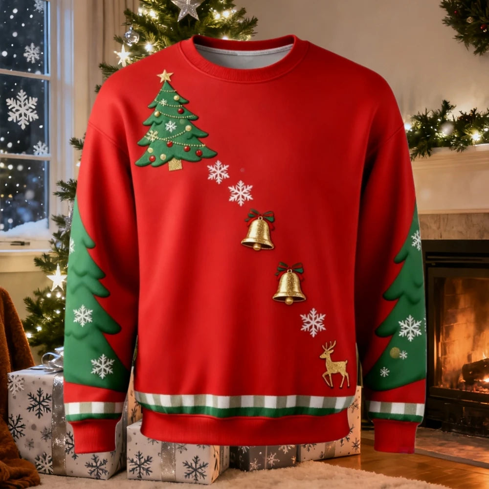 Christmas Themed Men's Sweatshirt Christmas Tree 3D Print Autumn Long Sleeve Graphic Hoodie Christmas Gift Casual Men's Clothing