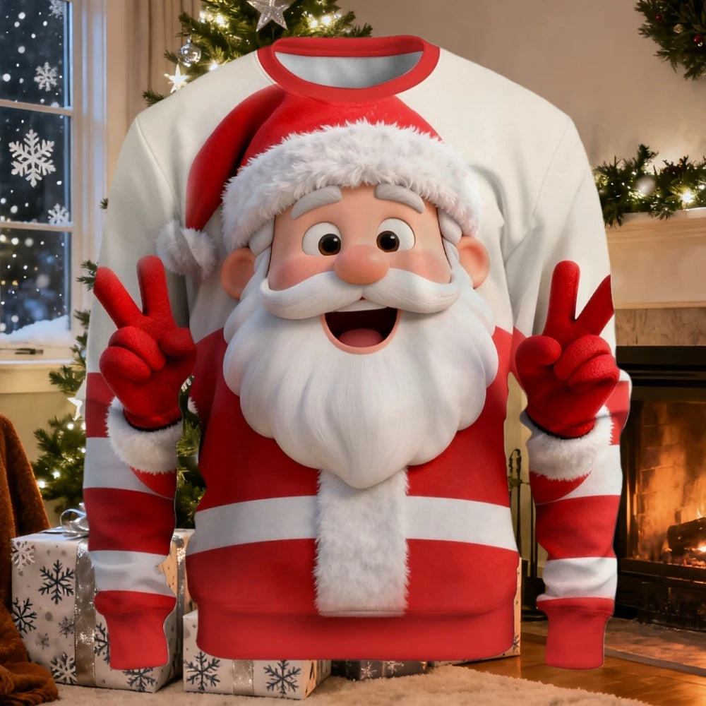 Christmas Men Women Sweatshirt 3D Printed Santa Claus Ugly Christmas Sweater Trendy Street Style Autumn Winter Casual Loose Tops