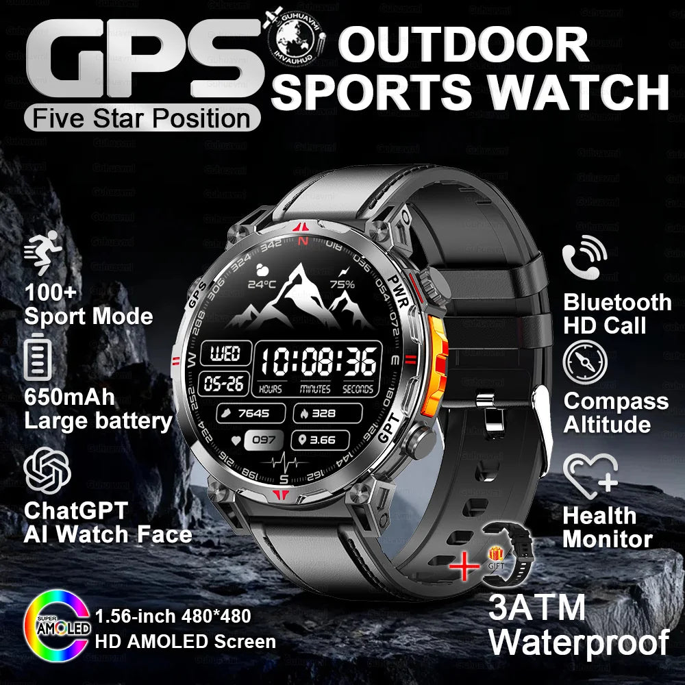 2025 New T-Rex 3 Ultra Original Military-Grade GPS Smart Watches Men Sport Tactics Compass BT Call Waterproof Swim Smart Bracelet