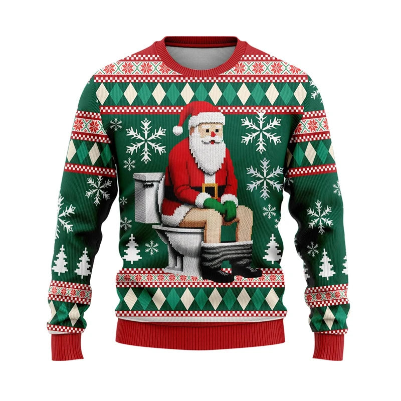 Hilarious Santa Claus Ugly Christmas Sweaters for Men Funny Animal Graphic Sweatshirts Xmas Holiday Unisex Pullovers Sweater Top