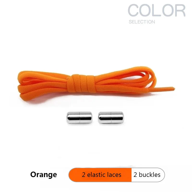 4Pcs/1Pair 100cm Elastic No Tie Shoelaces Metal Lock Shoe Laces For Kids Adult Sneakers Quick Shoelaces Semicircle Shoestrings