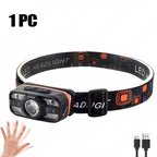 Powerful LED Induction Headlamp Use18650 Rechargeable battery Headlight Aluminium Outdoor camping Lamp High Lumen Head Torch