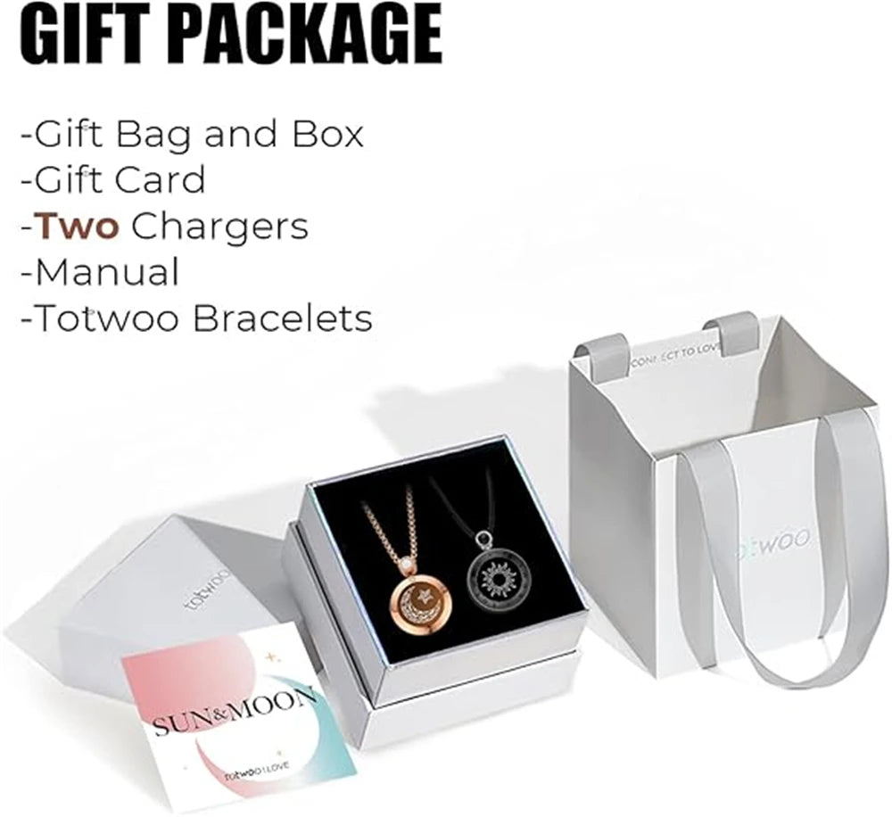 TOTWOO Sun & Moon Touch Necklaces with Agate Vibration & Light Up Necklace For Long Distance Relationship Gifts Couples Necklace