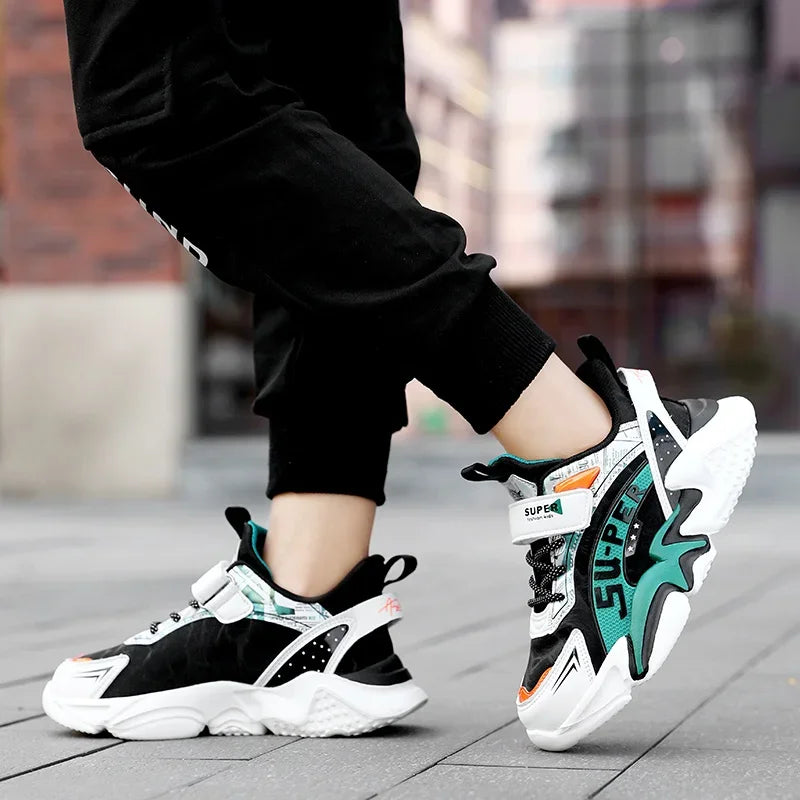 Sport Kids Leather Sneakers Four Season Boys Casual Shoes Non Slip Children Fashion School Walking Running Shoes Size 28-39