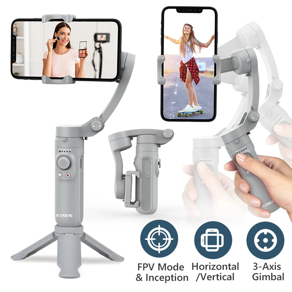 Handheld 3-Axis Gimbal Stabilizer for Smartphone Cellphone, Video Record Vlog Stabilizer for iPhone Xiaomi Huawei Samsung Mobile