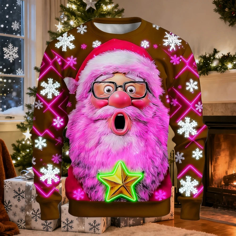 Christmas Men Women Sweatshirt 3D Printed Santa Claus Ugly Christmas Sweater Trendy Street Style Autumn Winter Casual Loose Tops