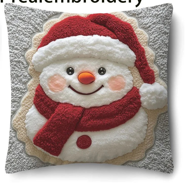 Christmas is cute and fun!Santa Claus & Snowman pattern on pillowcase New Year home decoration 2d flat printing