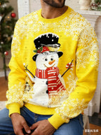 2025 Winter Men's Christmas Snowman Print Round Neck Hoodie Fashionable Women's Sweater Hoodie Fashionable Casual Loose Hoodie