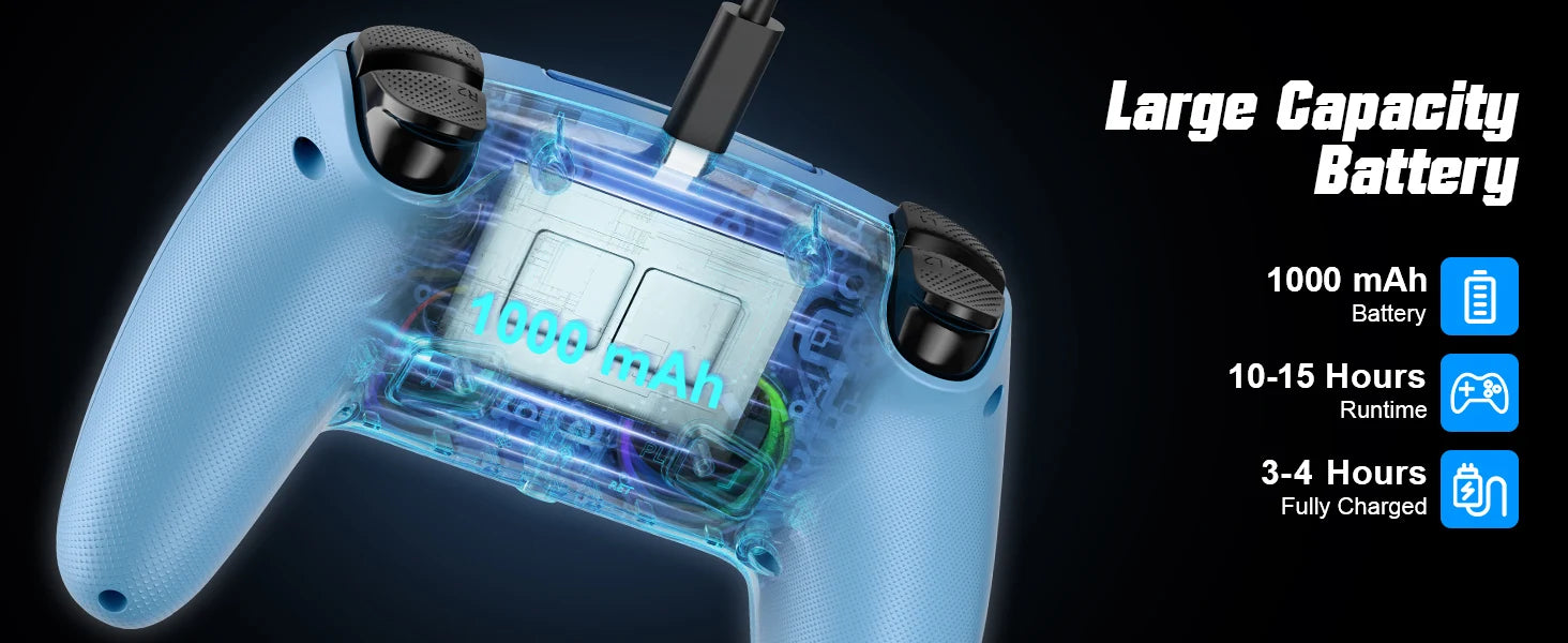 RGB Lights Wireless Controller For PS5/Playstation 5 Pro/Slim/PC Console Gamepads W/ Hall Effect Turbo Vibration Game Joystick