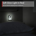 LED Night Light Smart Night Sensor Round Plug in Wall Night Lamp Bathroom Home Kitchen Hallway Staireway Bedroom Nightlight