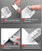 Traceless Reusable Hand Clamp Push Stapler, Paper Book File, Office, School Student Binder, Binding Tools, Supplies Accessories