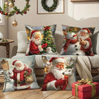 Christmas Decoration Throw Pillow Covers Santa Claus Snowman Elk Winter Holiday Decorative Pillowcases for Sofa Couch Home Decor