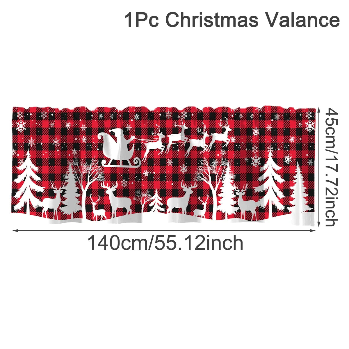 Christmas Curtain Valance Xmas Rod Pocket Window Treatment for Living Room Kitchen Bedroom Christmas Decorations For Home 2025