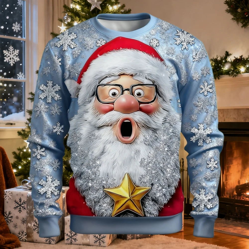Christmas Men Women Sweatshirt 3D Printed Santa Claus Ugly Christmas Sweater Trendy Street Style Autumn Winter Casual Loose Tops