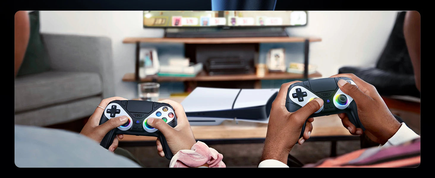 RGB Lights Wireless Controller For PS5/Playstation 5 Pro/Slim/PC Console Gamepads W/ Hall Effect Turbo Vibration Game Joystick