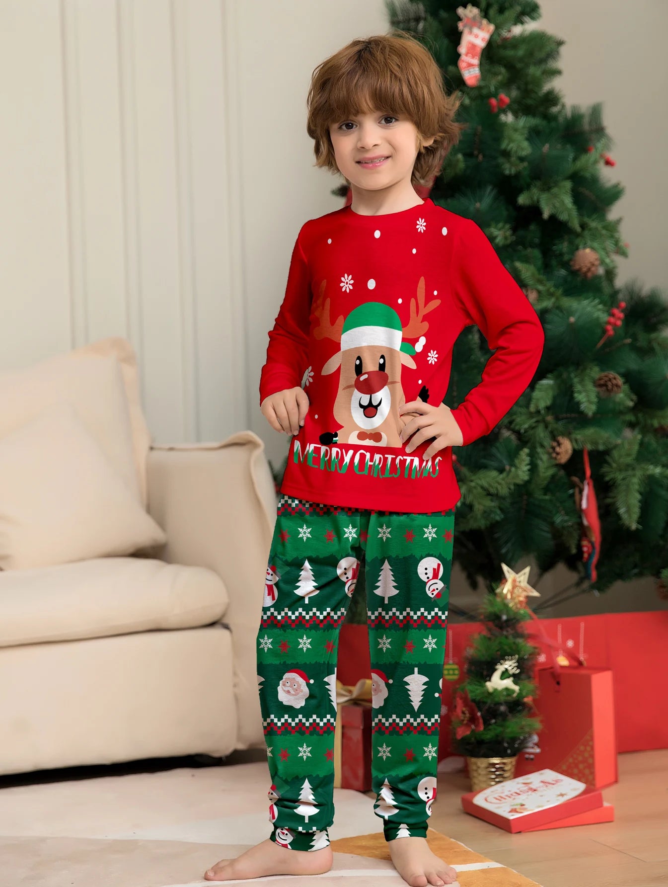 2024 Couples Christmas Family Matching Pajamas Set Mother Kids Clothes Christmas Pajamas For Family Clothing Set