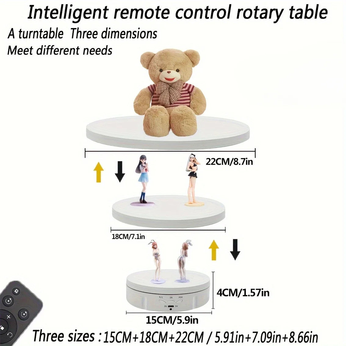 3 Speeds Electric Rotating Display Stand Mirror 360 Degree Turntable Jewelry Holder Battery/USB Power for Photography Shooting