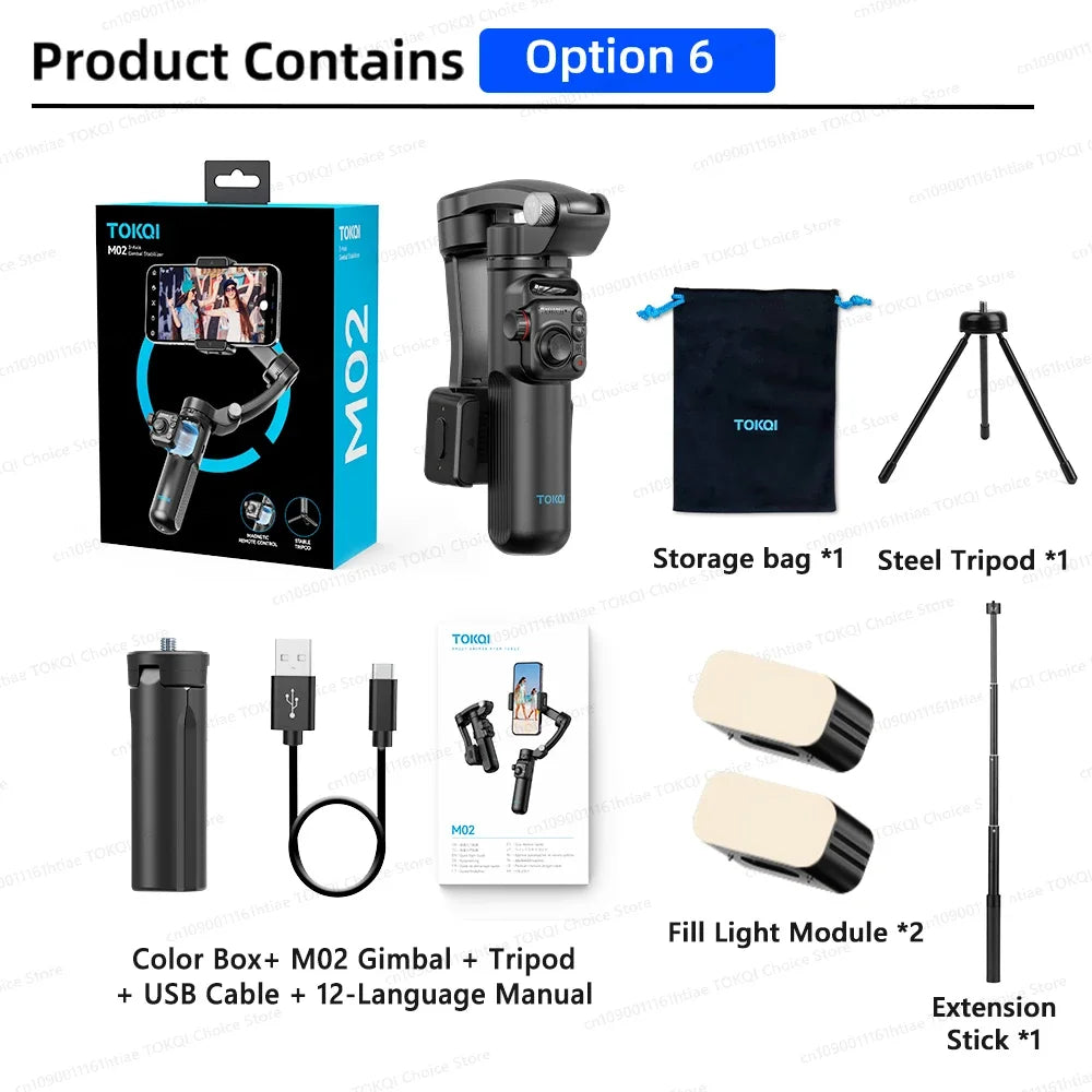 Handheld 3-Axis Gimbal Stabilizer for iPhone & Android, Anti-Shake Phone Holder with Tripod, for Vlogging & Video Recording