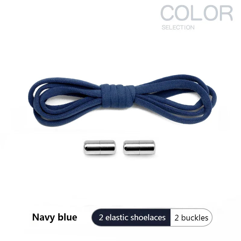 4Pcs/1Pair 100cm Elastic No Tie Shoelaces Metal Lock Shoe Laces For Kids Adult Sneakers Quick Shoelaces Semicircle Shoestrings