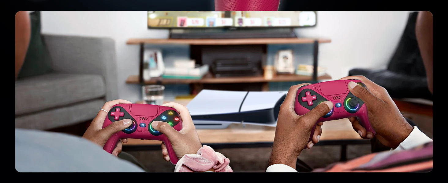RGB Lights Wireless Controller For PS5/Playstation 5 Pro/Slim/PC Console Gamepads W/ Hall Effect Turbo Vibration Game Joystick