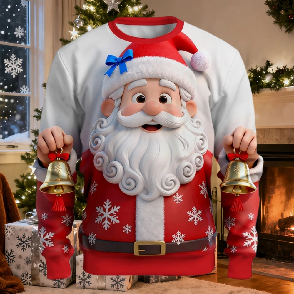 Christmas Men Women Sweatshirt 3D Printed Santa Claus Ugly Christmas Sweater Trendy Street Style Autumn Winter Casual Loose Tops