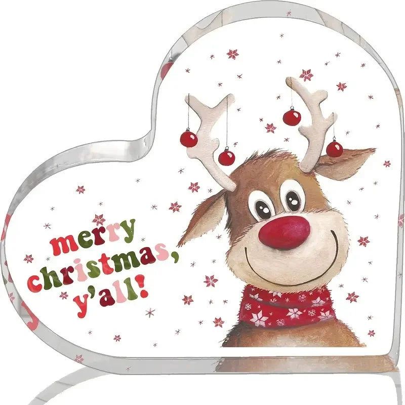 Cute Heart Shaped Christmas Decorations for Dining Table Desk Shelf Home Xmas Birthday Valentine Gifts for Mom Friend Girl