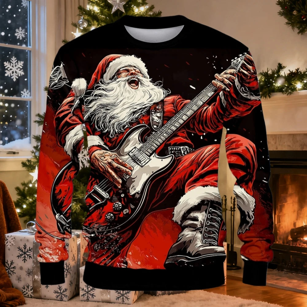 Christmas Men Women Sweatshirt 3D Printed Santa Claus Ugly Christmas Sweater Trendy Street Style Autumn Winter Casual Loose Tops