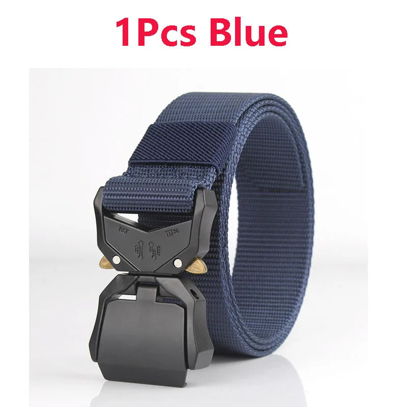 Tactical Waist Belt Durable Automatic Buckle Quick Release Elastic Belt Outdoor Adventure Training Belt Men's Trouser Belt Black