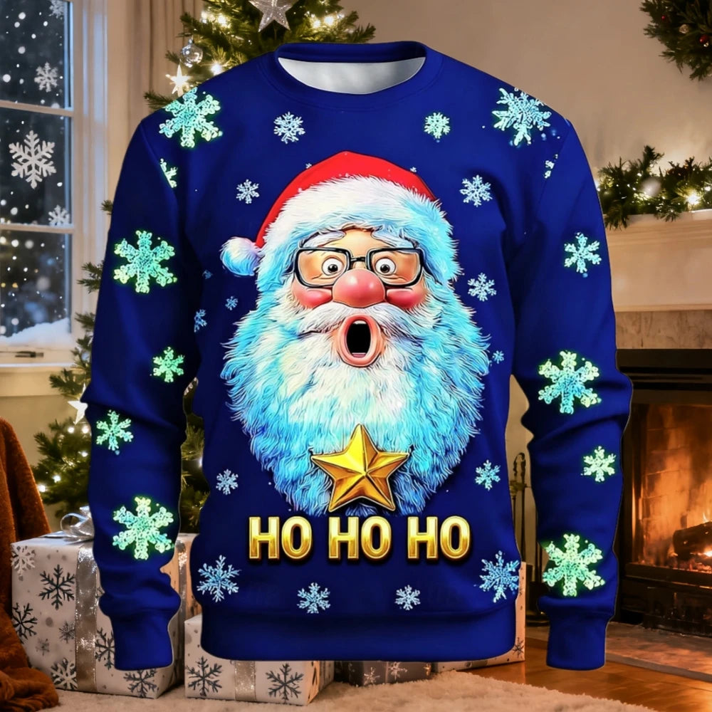 Christmas Men Women Sweatshirt 3D Printed Santa Claus Ugly Christmas Sweater Trendy Street Style Autumn Winter Casual Loose Tops