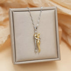 FTCY Stainless Steel Couple Hugging Necklace Pendant for Women Men Gold Silver Color Couple Love Chain Friend Gift Party Jewelry