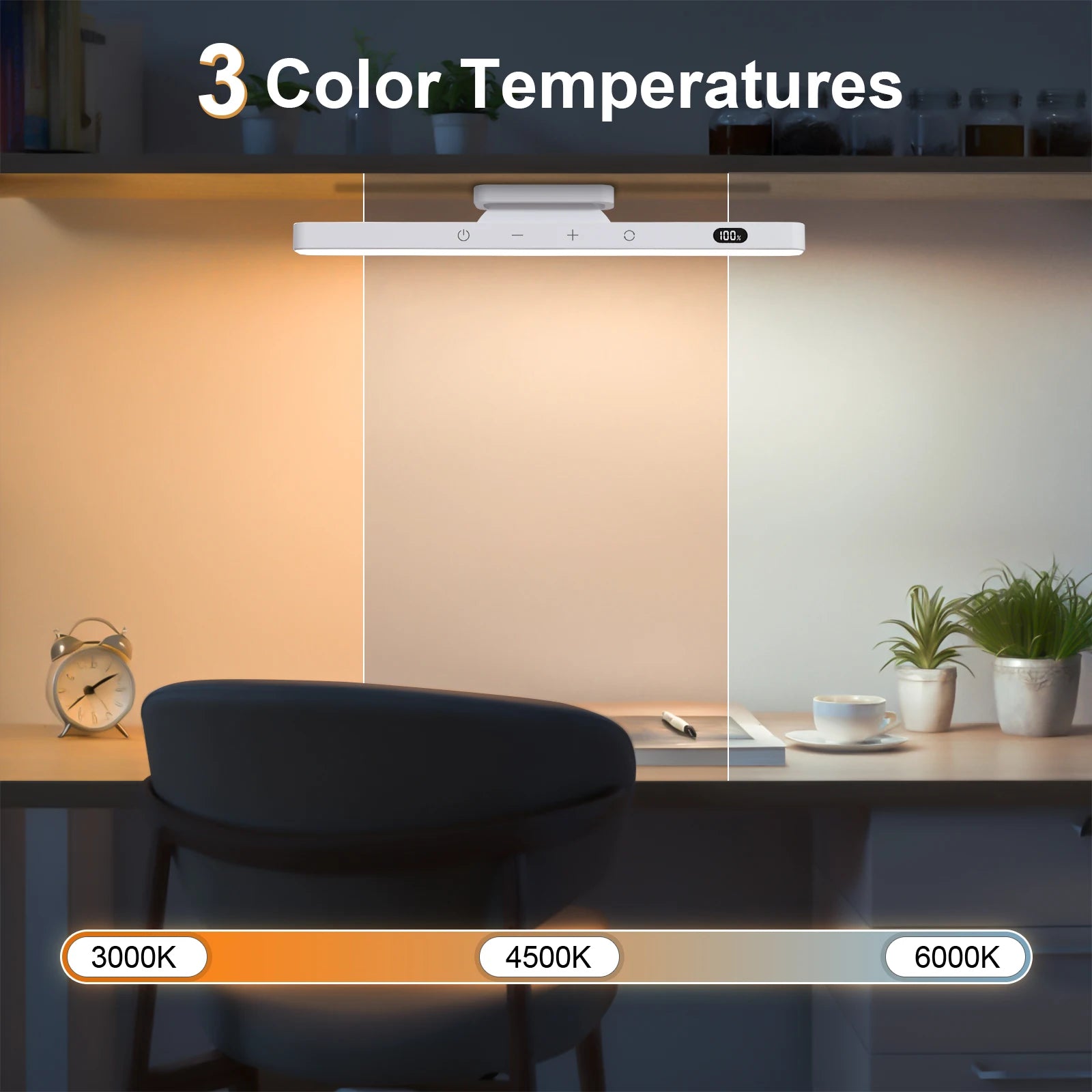 WILLED 5W Dimmable Mirror Lights 3 Colors Adjustable Makeup Light with 120 LED 2500mAh Rechargeable Under Cabinet Led Lights