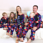 Christmas Family Matching Sets 2025 Father Mother Children Cartoon Pajamas+Pants 2Pcs Xmas Parent-Children Homewear Clothes Suit