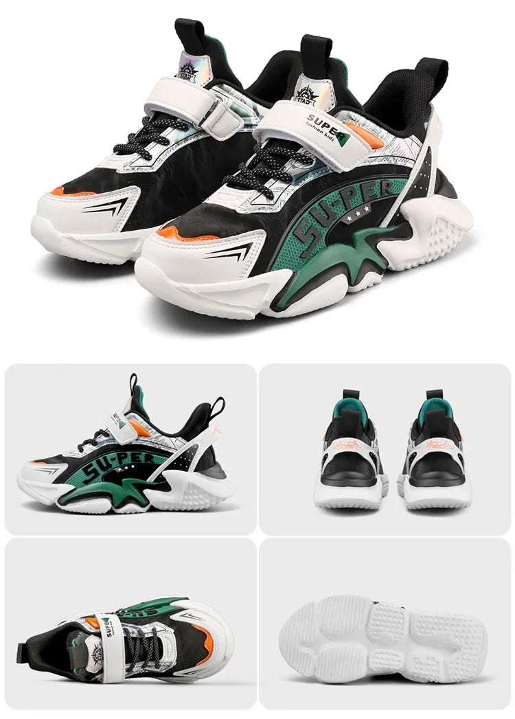 Sport Kids Leather Sneakers Four Season Boys Casual Shoes Non Slip Children Fashion School Walking Running Shoes Size 28-39