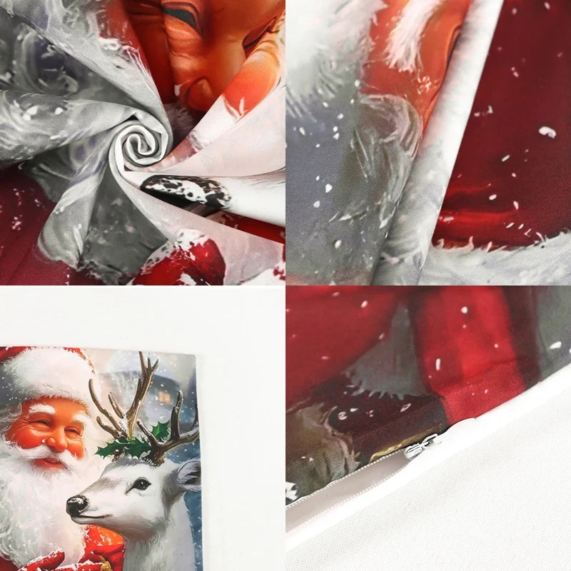 Christmas Decoration Throw Pillow Covers Santa Claus Snowman Elk Winter Holiday Decorative Pillowcases for Sofa Couch Home Decor