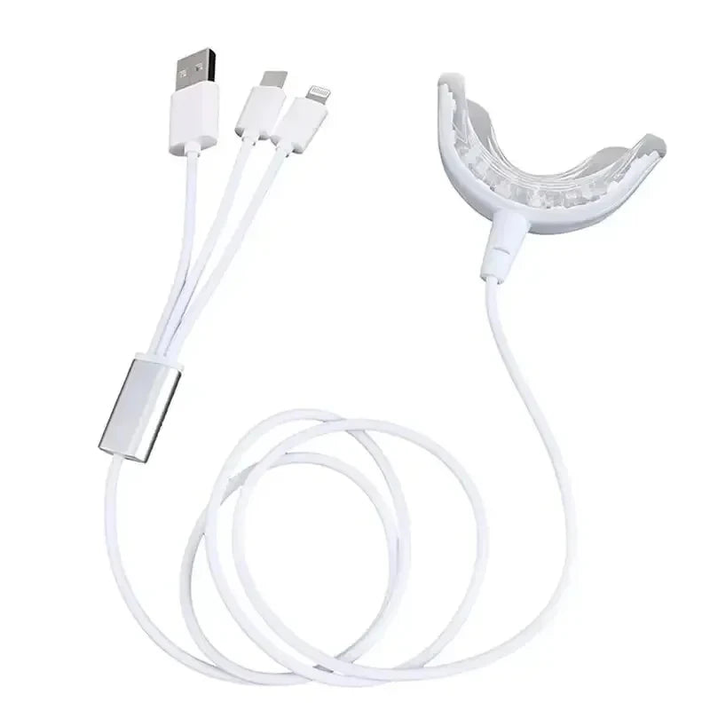 Teeth Whitening Accelerator Smart LED Blue Light Portable USB/iPhone/Android Charging Device Teeth Whitener Light Gum Tray