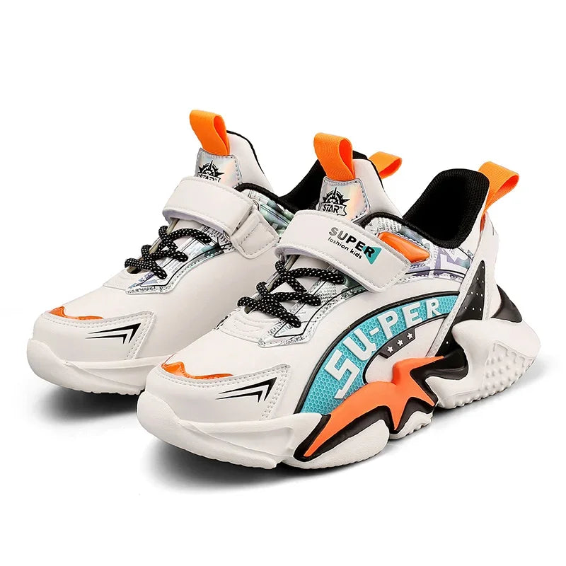 Sport Kids Leather Sneakers Four Season Boys Casual Shoes Non Slip Children Fashion School Walking Running Shoes Size 28-39