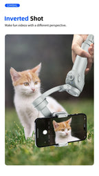 TOKQI M01 3-Axis Anti-Shake Handheld Gimbal Phone Stabilizer Foldable Holder Selfie Tripod with Fill Light for iPhone Smartphone