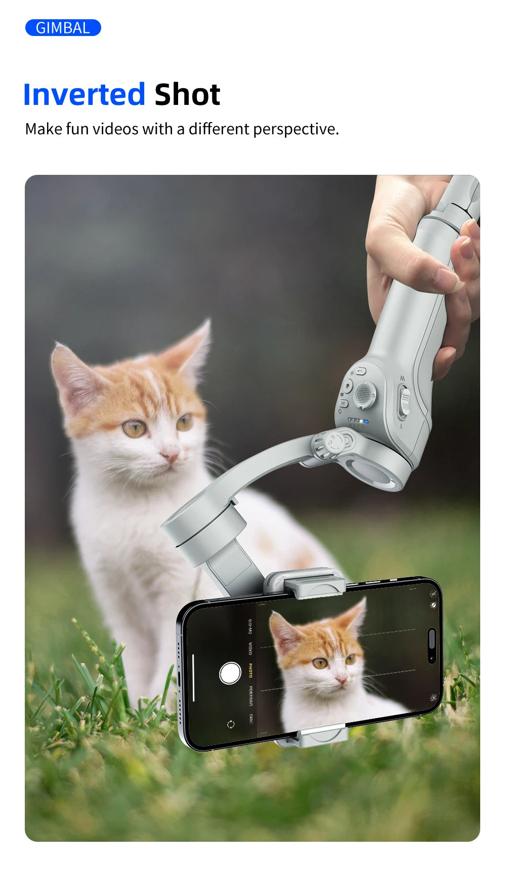 TOKQI M01 3-Axis Anti-Shake Handheld Gimbal Phone Stabilizer Foldable Holder Selfie Tripod with Fill Light for iPhone Smartphone