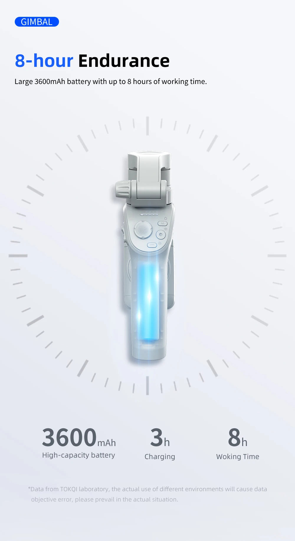 TOKQI M01 3-Axis Anti-Shake Handheld Gimbal Phone Stabilizer Foldable Holder Selfie Tripod with Fill Light for iPhone Smartphone