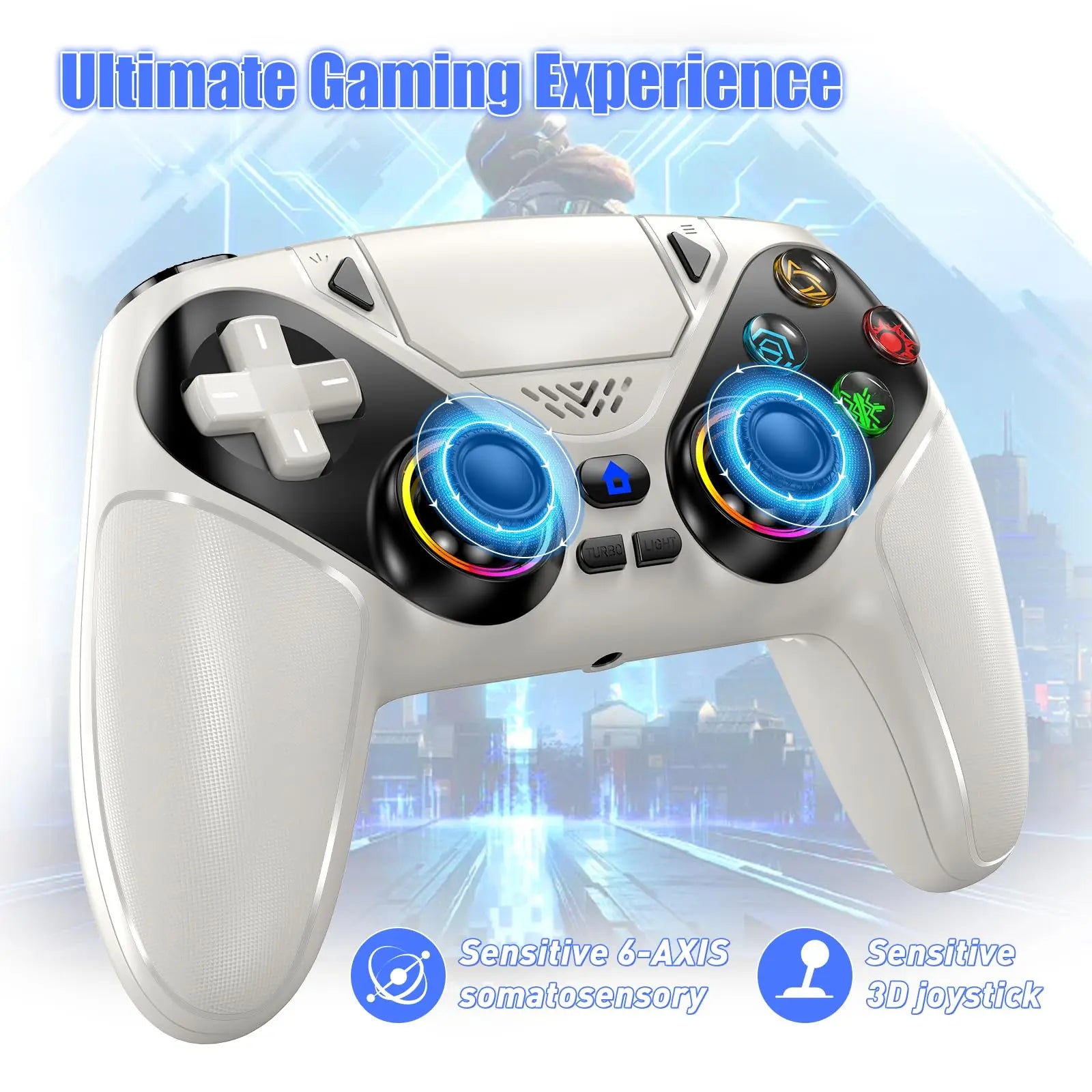 RGB Lights Wireless Controller For PS5/Playstation 5 Pro/Slim/PC Console Gamepads W/ Hall Effect Turbo Vibration Game Joystick