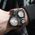 Luxury Large Dial Men Sports Watches Casual Leather Strap Quartz Wristwatches for Men Clock Reloj Hombre（Without Box）