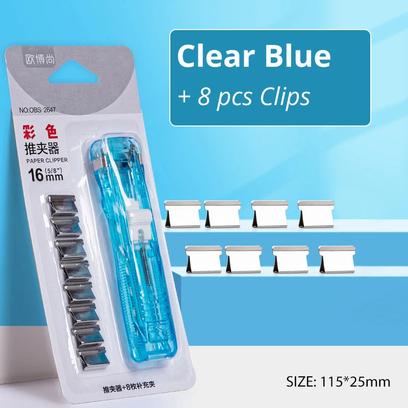 Traceless Reusable Hand Clamp Push Stapler, Paper Book File, Office, School Student Binder, Binding Tools, Supplies Accessories