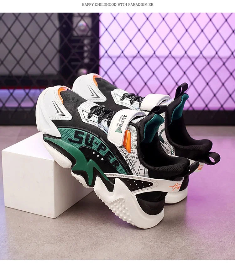 Sport Kids Leather Sneakers Four Season Boys Casual Shoes Non Slip Children Fashion School Walking Running Shoes Size 28-39