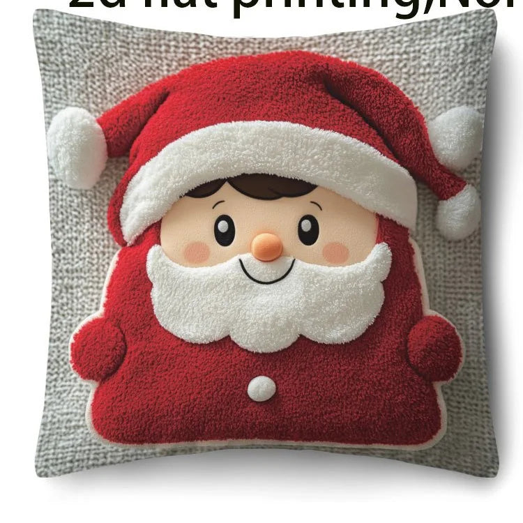 Christmas is cute and fun!Santa Claus & Snowman pattern on pillowcase New Year home decoration 2d flat printing