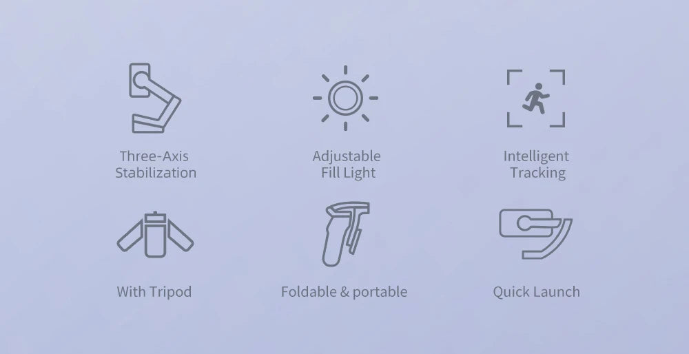 TOKQI M01 3-Axis Anti-Shake Handheld Gimbal Phone Stabilizer Foldable Holder Selfie Tripod with Fill Light for iPhone Smartphone