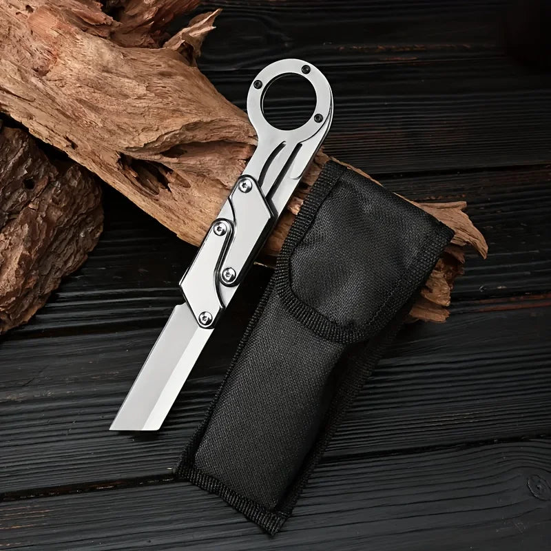 1pc, Multifunctional Folding Knife, Stainless Steel Pocket Knife, Creative Deformation Knife, Outdoor Survival Knife