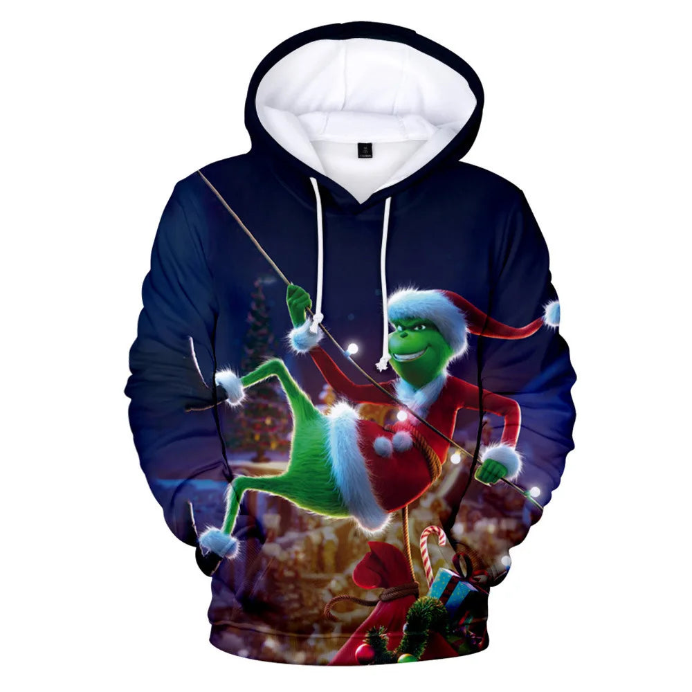 Christmas Theme Cute Cartoon Character Hoodies For Men Autumn Winter Daily Casual Long Sleeve Hooded Tops Harajuku Y2K Pullovers