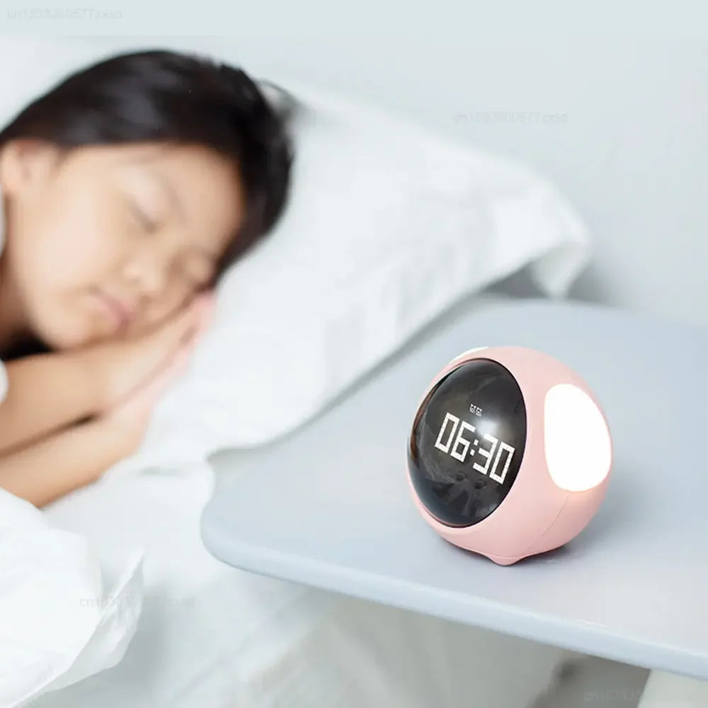Xiaomi Cute Expression Alarm Clock Snooze Child Kids Digital Alarm Clocks Voice Control Intelligence LED Night Light Alarm Clock
